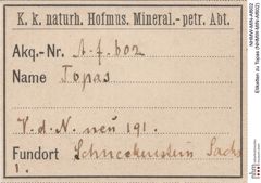 Etiketten zu Topas (NHMW-MIN-Af602)